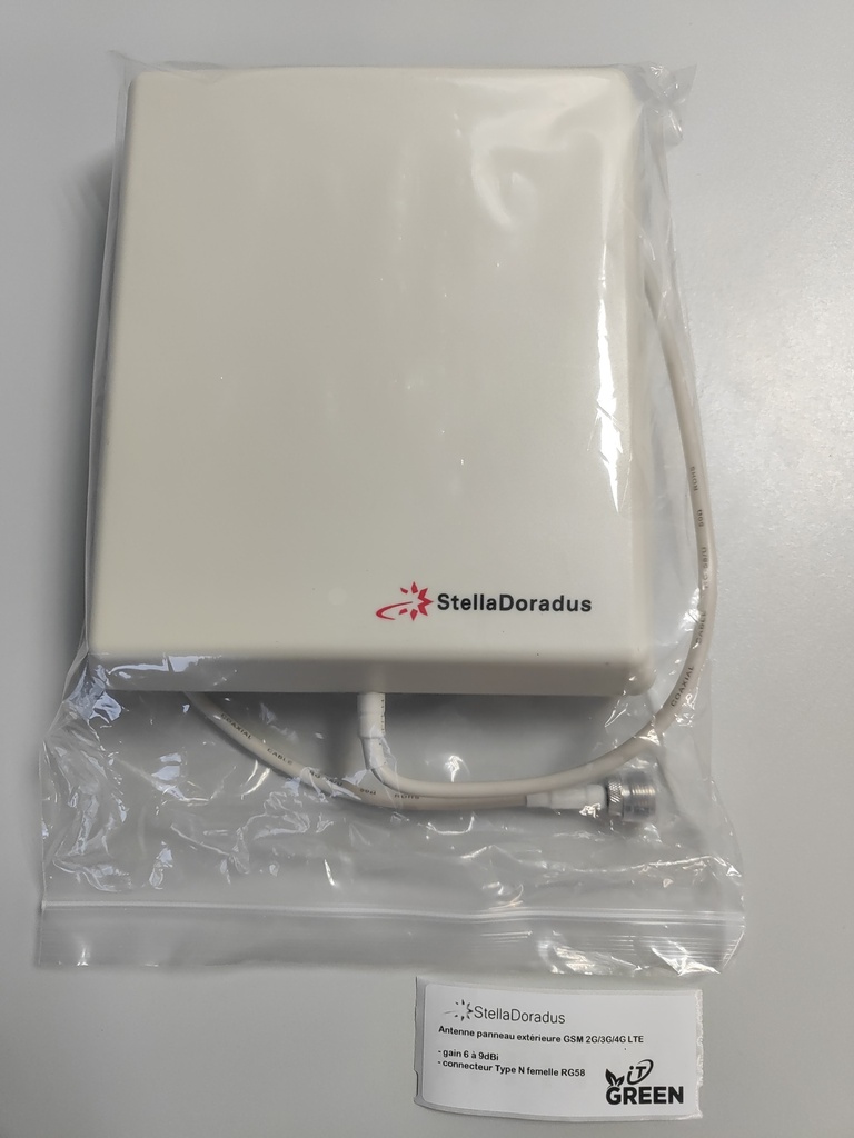 Stella Doradus antenne panneau extérieure GSM 2G/3G/4G LTE - gain 6 à 9dBi - connecteur Type N femelle - montage sur mât