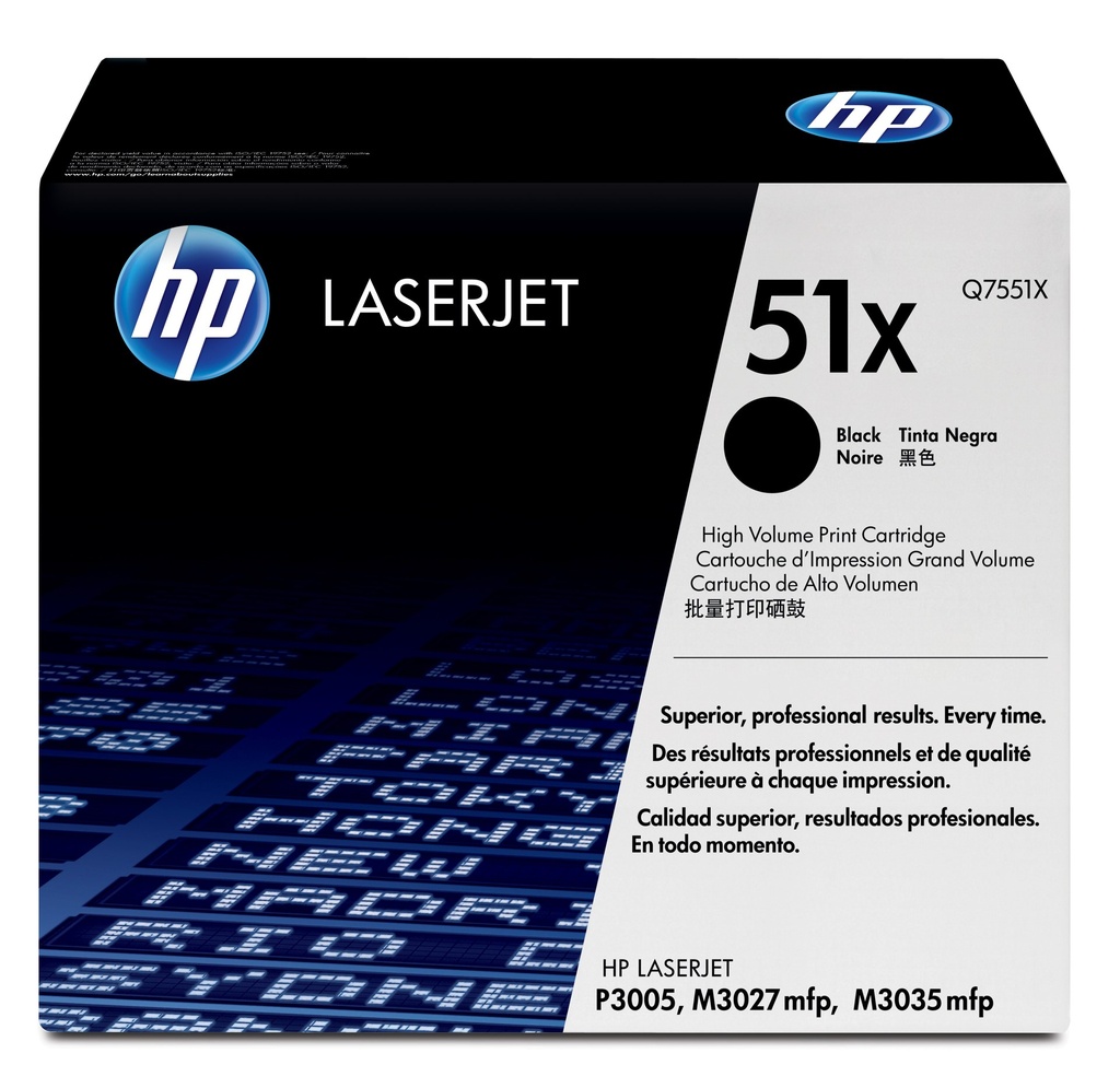 Toner Noir 13000 pages (Black Toner 51X) - HP LaserJet P3005 / M3027 / M3035 - Neuf