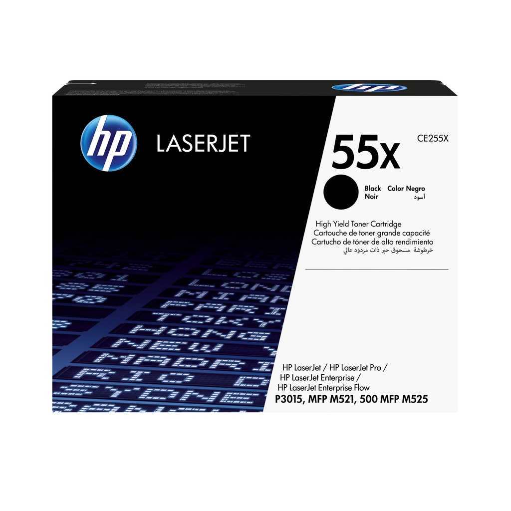 Toner Noir 12500 pages (Black Toner 55X) - HP LaserJet P3015 / M521 / M525 - Neuf
