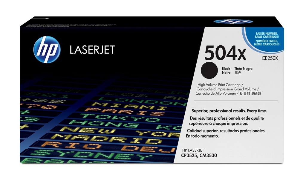 Toner Noir 10500 pages (Black Toner 504X) - HP Color LaserJet CP3525 / CM3530 - Neuf