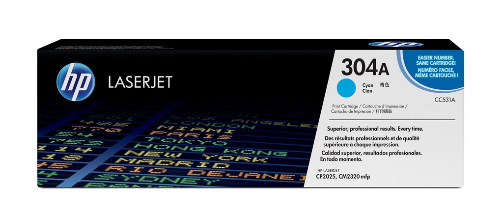 Toner Cyan 2800 pages (Cyan Toner 304A, contrat) - HP Color LaserJet CP2025 / CM2320 - Neuf