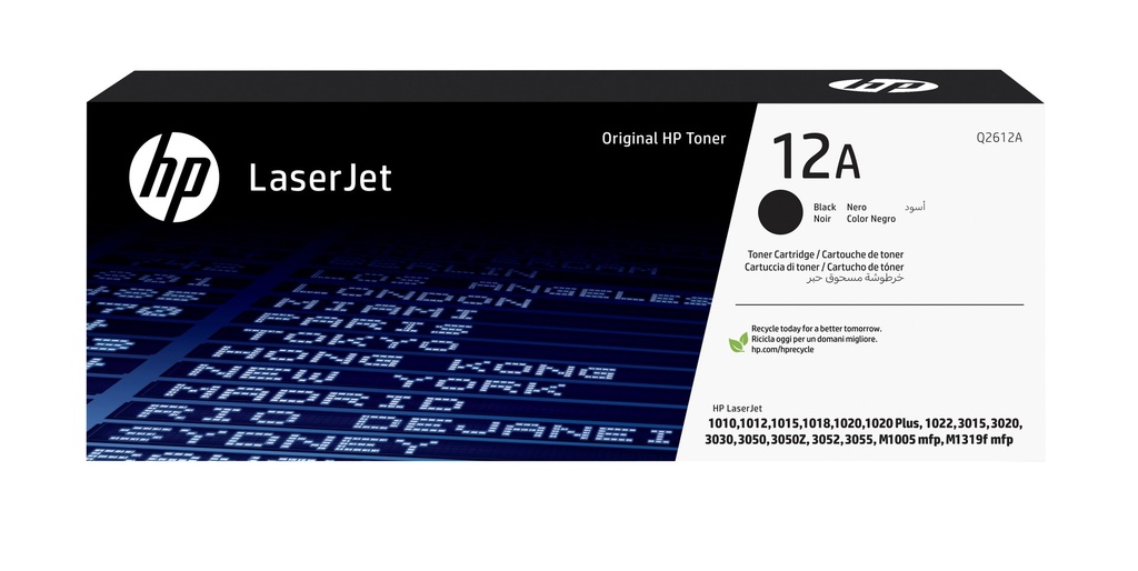 Toner Noir 2000 pages (Black Toner 12A) - HP LaserJet 1010-1022 / 3015-3055 / M1005 - Neuf