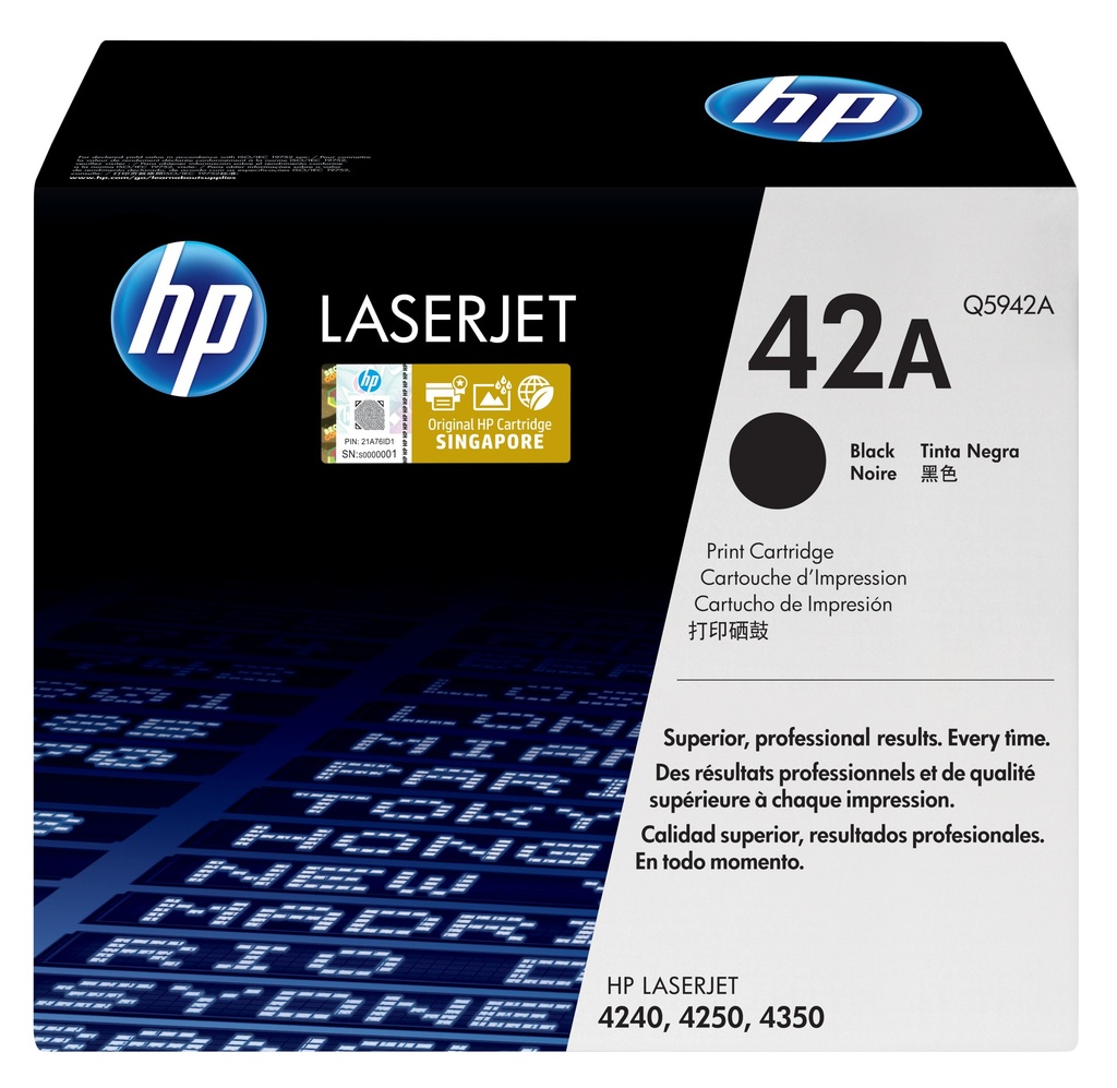 Toner Noir 10000 pages (Black Toner 42A) - HP LaserJet 4250 / 4350 - Neuf