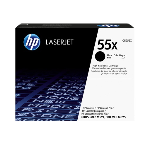 [CE255X] Toner Noir 12500 pages (Black Toner 55X) - HP LaserJet P3015 / M521 / M525 - Neuf