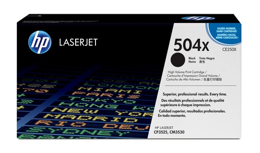 [CE250X] Toner Noir 10500 pages (Black Toner 504X) - HP Color LaserJet CP3525 / CM3530 - Neuf