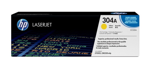 [CC532AC] Toner Jaune 2800 pages (Yellow Toner 304A, contrat) - HP Color LaserJet CP2025 / CM2320 - Neuf