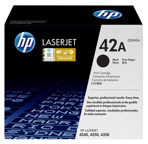 [Q5942A] Toner Noir 10000 pages (Black Toner 42A) - HP LaserJet 4250 / 4350 - Neuf